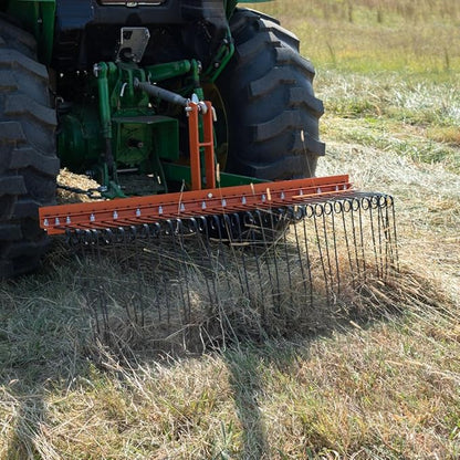 Titan Attachments 3 Point Pine Straw Needle Rake, Category 1 Tractors, Coil Spring Tines, Drag-Behind Landscape (Rake Width: 6')