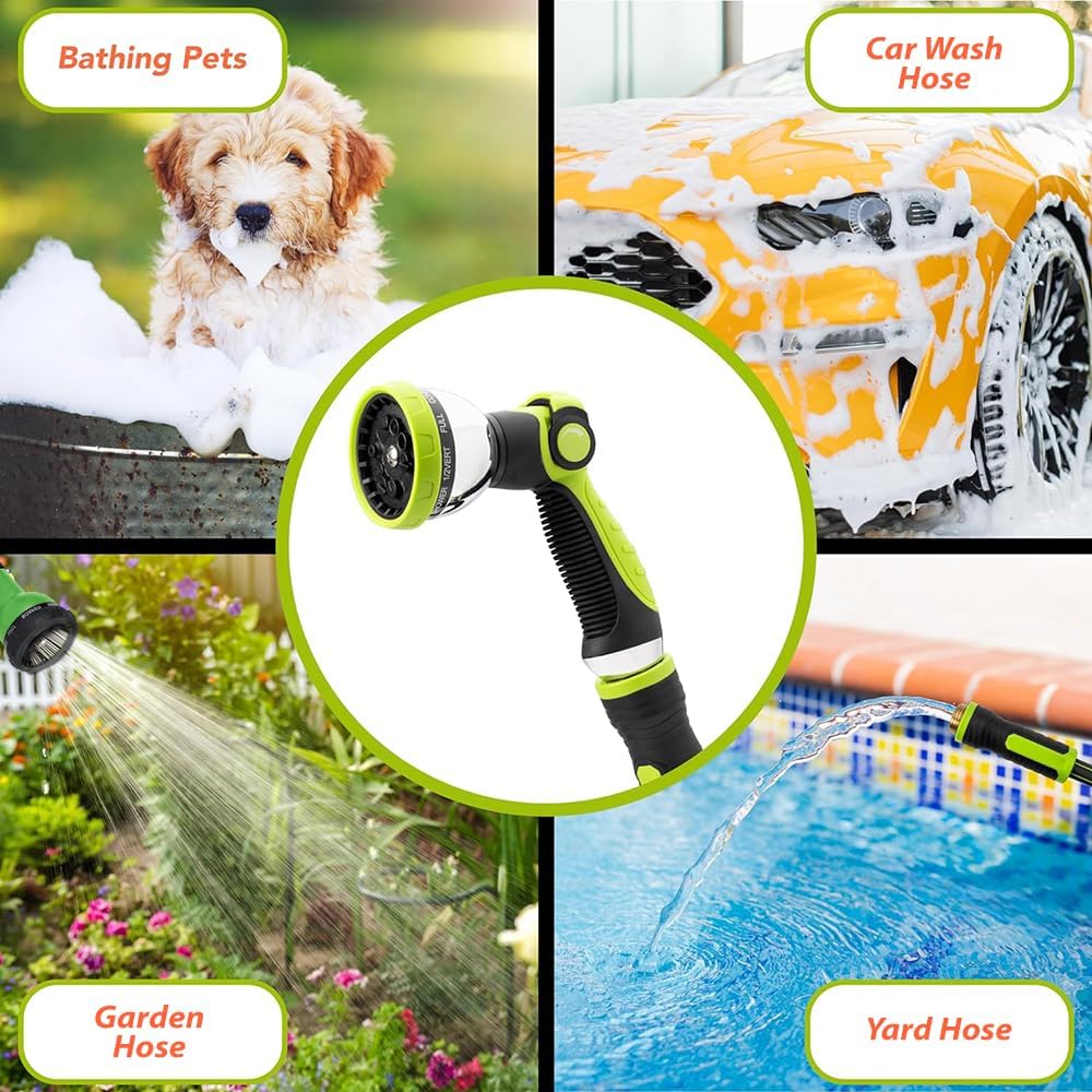 Heavy Duty Garden Hose 100ft x 5/8” – Flexible Water Hose, Leak-Proof, Lightweight Hybrid Hose with Swivel Handle & 10 Function Spray Nozzle – Durable Outdoor Hose, Kink Free