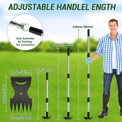 Weed Puller Tool with Long Handle – 2-in-1 Handle Garden Hoe and Weed Rake, Hoe Garden Tool for Home Gardens, Lawns, and Yards