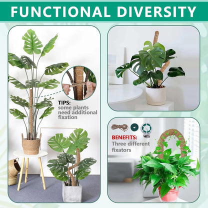4 Pcs Bendable Moss Pole for Monstera Plant Support，24 Inch Handmade Coir Pole Stick for Climbing Plants Indoor Plant Stakes for Potted Plants to Grow Upwards