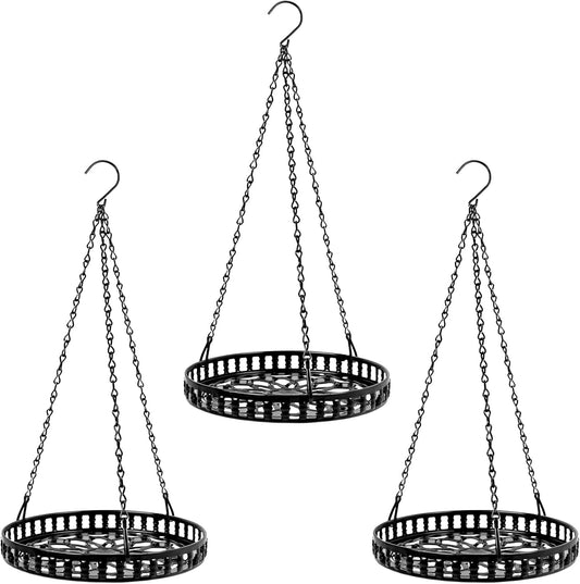 Plant Hanger Indoor Outdoor 3 Pack, Hanging Planter for Indoor Outdoor Plants, Hanging Plant Holder Shelf, Plant Hanging Basket, Decorative Metal Plant Holder, Black-3pcs