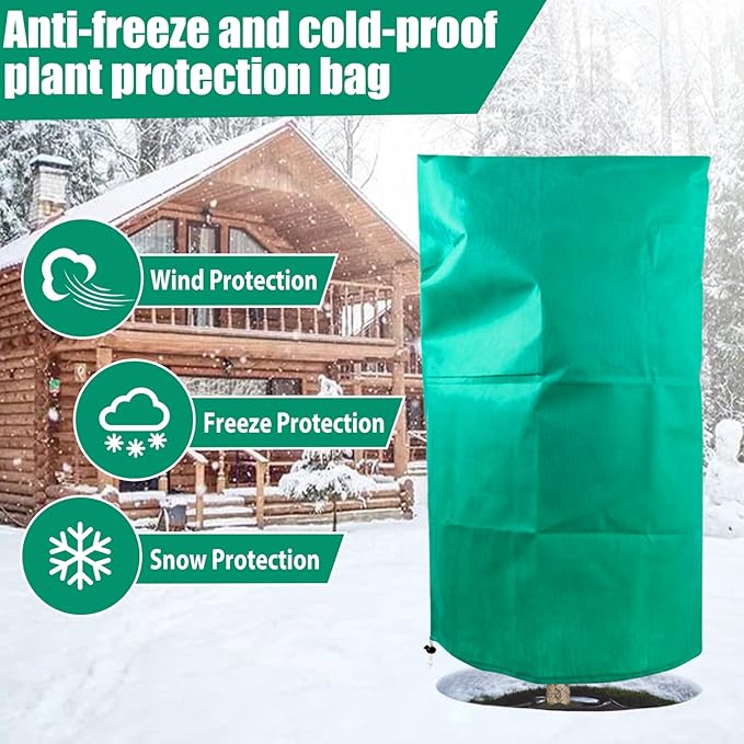 4 Pack Plant Covers Freeze Protection for Winter, 2.2oz/yd² Frost Blankets Cloths With Zipper/Drawstring (47" X 32"), Large Plant Frost Protection Covers Outdoor, for Shrub Bush Fruit Tree Potted