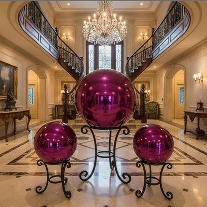 Decorative Garden Gazing Ball, Home Garden Gazing Globe Mirror Balls, Polished Stainless Steel Shiny Sphere, Ideal As a Housewarming Gift (Dia:25cm/10 inches)