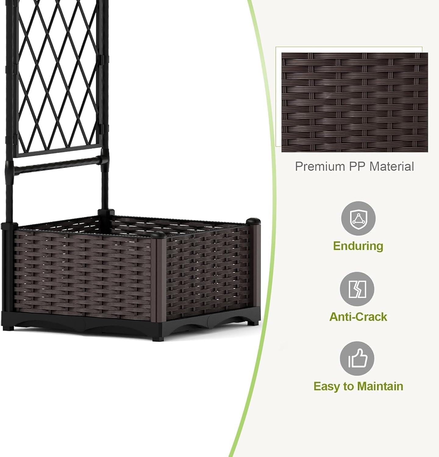 90.5" Garden Arbor with 2 Planter Boxes, PE Coated Metal Garden Arch Trellis for Climbing Plants, Decorative Archway Wedding Arch Frame, Weather-Resistant Arbor Trellis for Lawn Backyard Yard