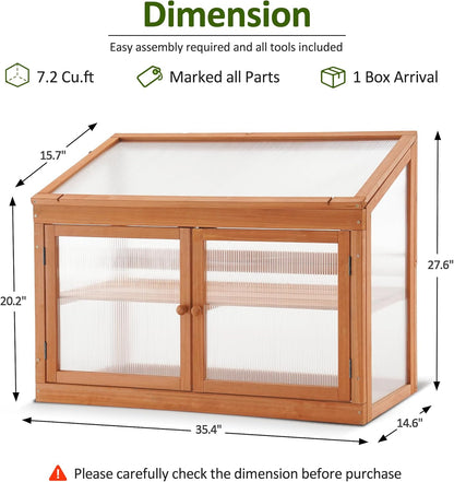 MCombo 2-Tier Wooden Cold Frame Garden Greenhouse Raised Flower Planter Shelf Bed Protection 6057-0160 (Orange)