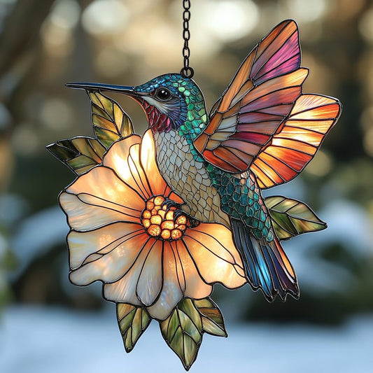 Hummingbird Mosaic Style Acrylic Suncatcher Stained Glass Effect Window Car Hanging Christmas