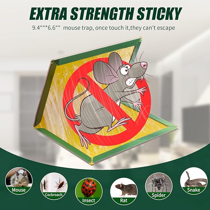 Qualirey 30 Pcs Large Sticky Traps for Mice and Rats Mouse Traps Glue with Enhanced Stickiness Sticky 9.4'' x 6.6'' for Mice, Pest Control House Indoor Outdoor(30 Pcs,9.4'' x 6.6'')