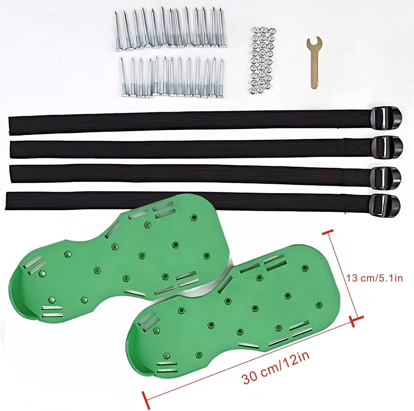 Lawn Aerator Shoes Upgrades Aeration Shoes for Lawn Heavy Strap Spike Shoes for Grass Soil Aerating Spikes Tool (Green)