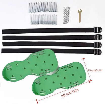 Lawn Aerator Shoes Upgrades Aeration Shoes for Lawn Heavy Strap Spike Shoes for Grass Soil Aerating Spikes Tool (Green)