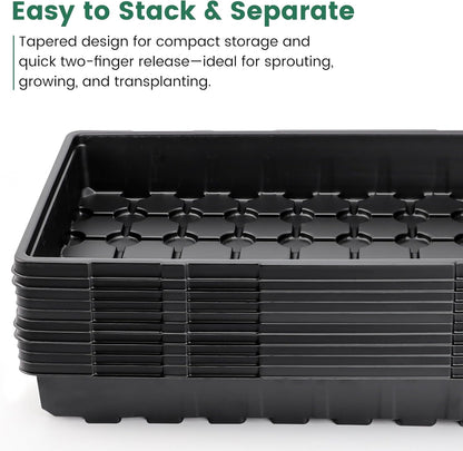 MIXC 10 Pack 1020 Seed Starter Trays, Extra Thick Heavy Duty Trays - No Holes, No Leak, Reusable Propagation Flats for Microgreens, Seedlings, Plant Germination, Fodder and Transplant