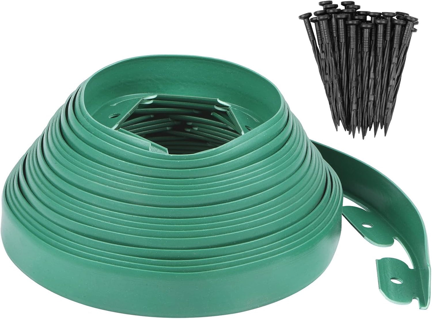 Garden Edging - 40 Feet Plastic Garden Edging Border with 36 Pack Spikes Apply to Flower Beds/Grass Lawn/Yard (1.57Inches Tall, Green)