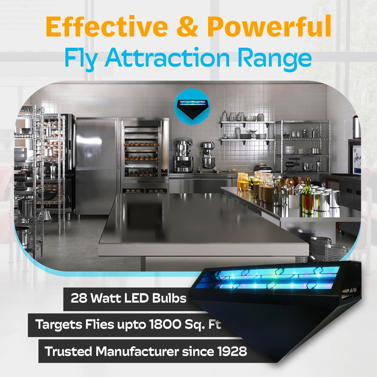 Gardner WS-95 Indoor Fly Trap with Proprietary LED, Decorative Wall Sconce Fly Light -40,000 Hour Rated Bulb, No Zap and Smell, Built to Last for Restaurants and Cafes, Made in USA for Commercial Use