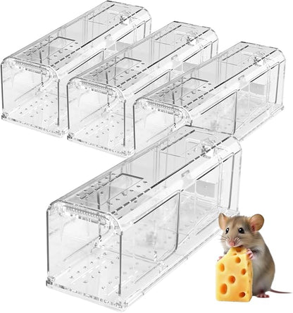 4PCS Humane Mouse Trap No Kill， Live Catch and Release Mouse Traps for Small Rat Rodent, Mousetrap Catcher Indoor and Outdoor, Easy to Use & Clean Reusable and Release Mice