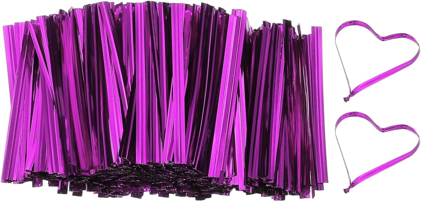 PATIKIL Bag Twist Ties 2 Inch, 800 Pcs Metallic Bread Ties for Treat Plastic Bags Gift Wrapping Candy Coffee Bag Plant Party Cake Favor, Purple