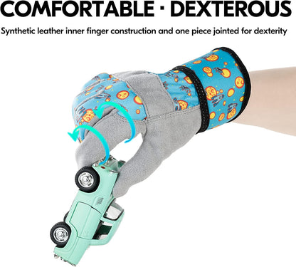 Vgo... 1-Pair Age 6-7 Kids Gardening Gloves,Children Yard Work Gloves,Soft Safety Outdoor Playing Gloves(Size L, Blue Plane, KID-MF3561)