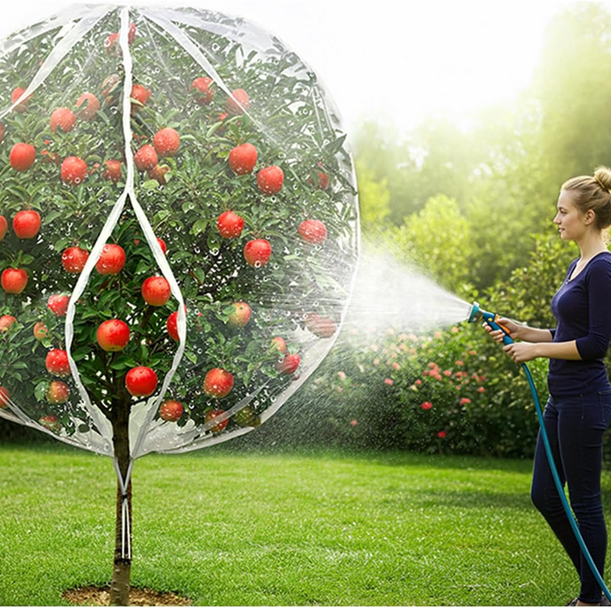 8×6.6Ft Fruit Tree Netting Cover with Drawstring/Zipper- Bird Garden Mesh Netting Protect Tomato Blueberry Bushes Strawberry from Cicada/Insect/Bug/Squirrel, Plant Netting Cover Pest Barrier