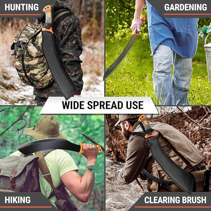 Machete with Saw - 25” Heavy Duty Tool & Sheath - Ergonomic No-Slip Handle - Survival Knife with Serrated Blade - Machetes for Bushcraft Outdoor Hunting Garden Cutting Trees and Yard Work