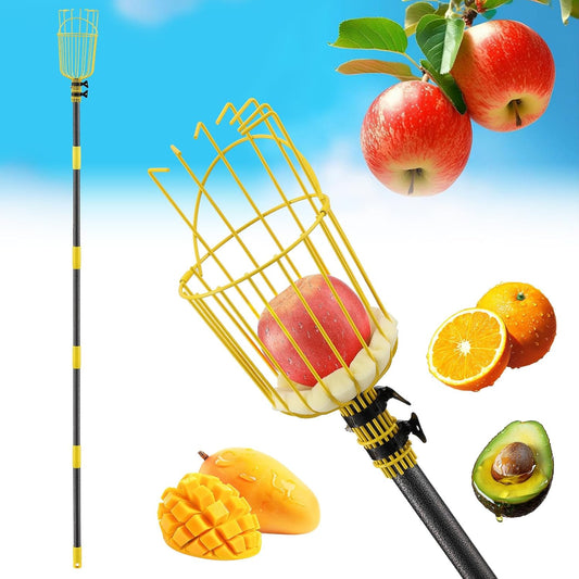 Fruit Picker Pole Tool – Ladder-Free Harvesting Aid, Safe for Elderly and Children, Durable Stainless Steel Design – Adjustable Long Pole Picker for Apples, Avocados, Oranges, Grapefruit, Plums, Pear