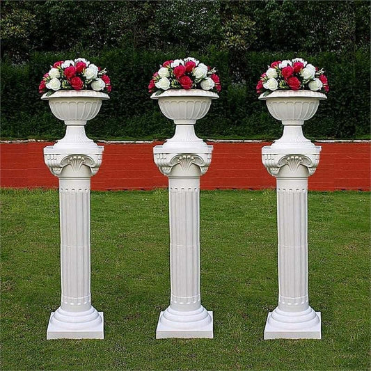 Efavormart 4 Pack 36" Tall White PVC Height Adjustable Empirical Roman Inspired Pedestal Column