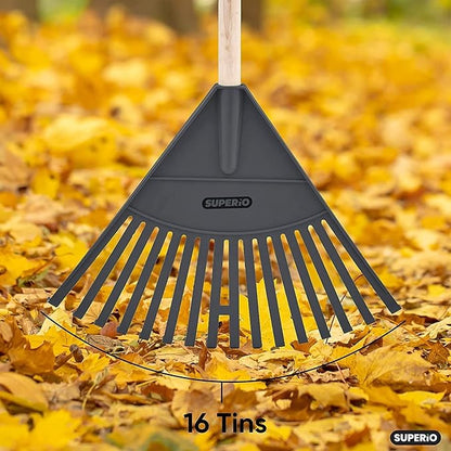 Superio Kids Garden Rakes, 2 Pack, Rakes with Wooden Handle, Plastic Head, 34" (Orange)