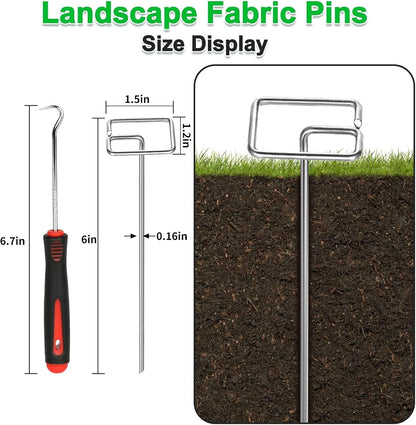 60 Pcs 6 Inch Landscape Fabric Staples, Tensile Strength 450-500Mpa -Non-Bending Garden Stakes Pins, Landscape Staples for Landscaping and Securing Lawn Fabric Weed Barriers(Square)