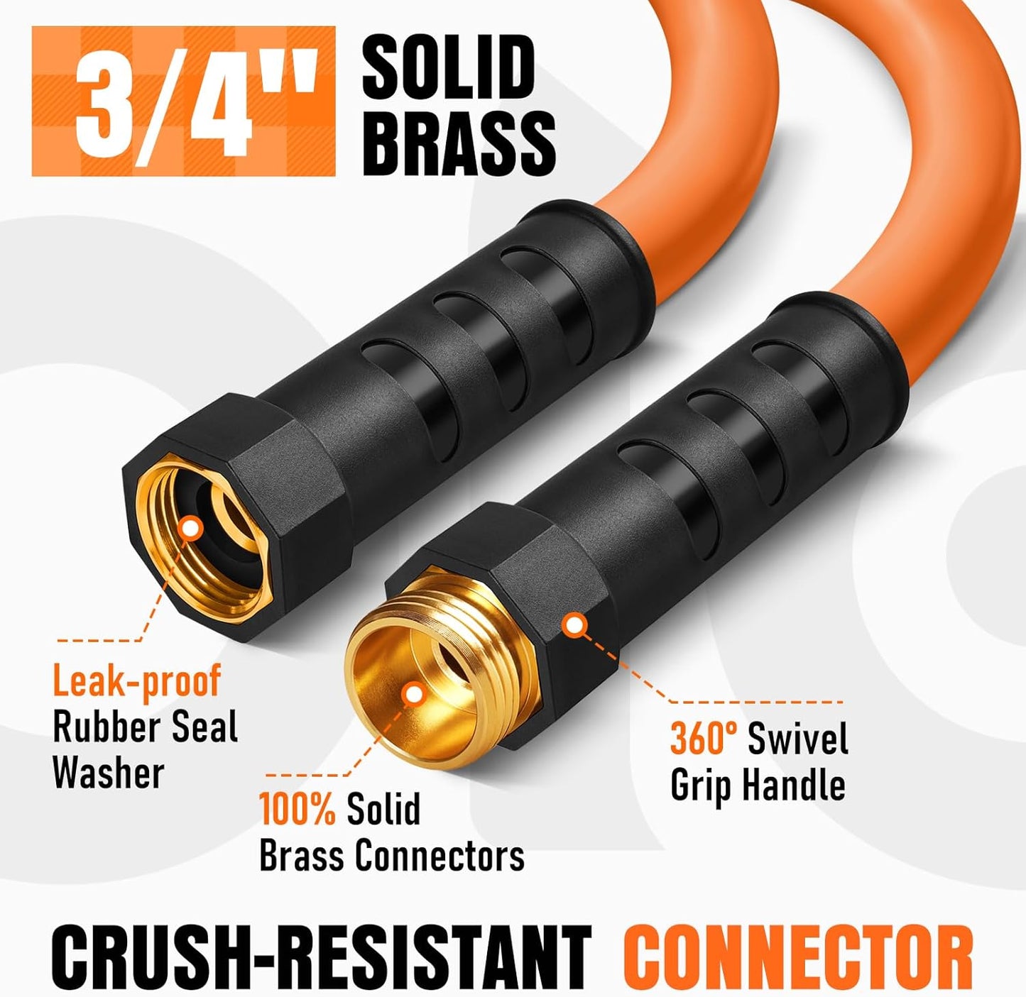 Garden Hose 25 ft x 5/8", NON-EXPANDING Flexible Water Hose, Kink Resistant Lightweight Hybrid Hose, Leakproof Yard Hose with Male to Female Fittings