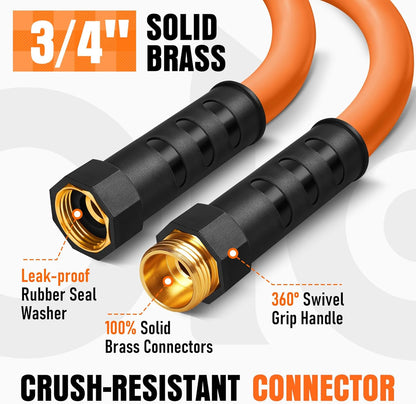 Garden Hose 50 ft x 5/8", NON-EXPANDING Flexible Water Hose, Kink Resistant Lightweight Hybrid Hose, Leakproof Yard Hose with Male to Female Fittings