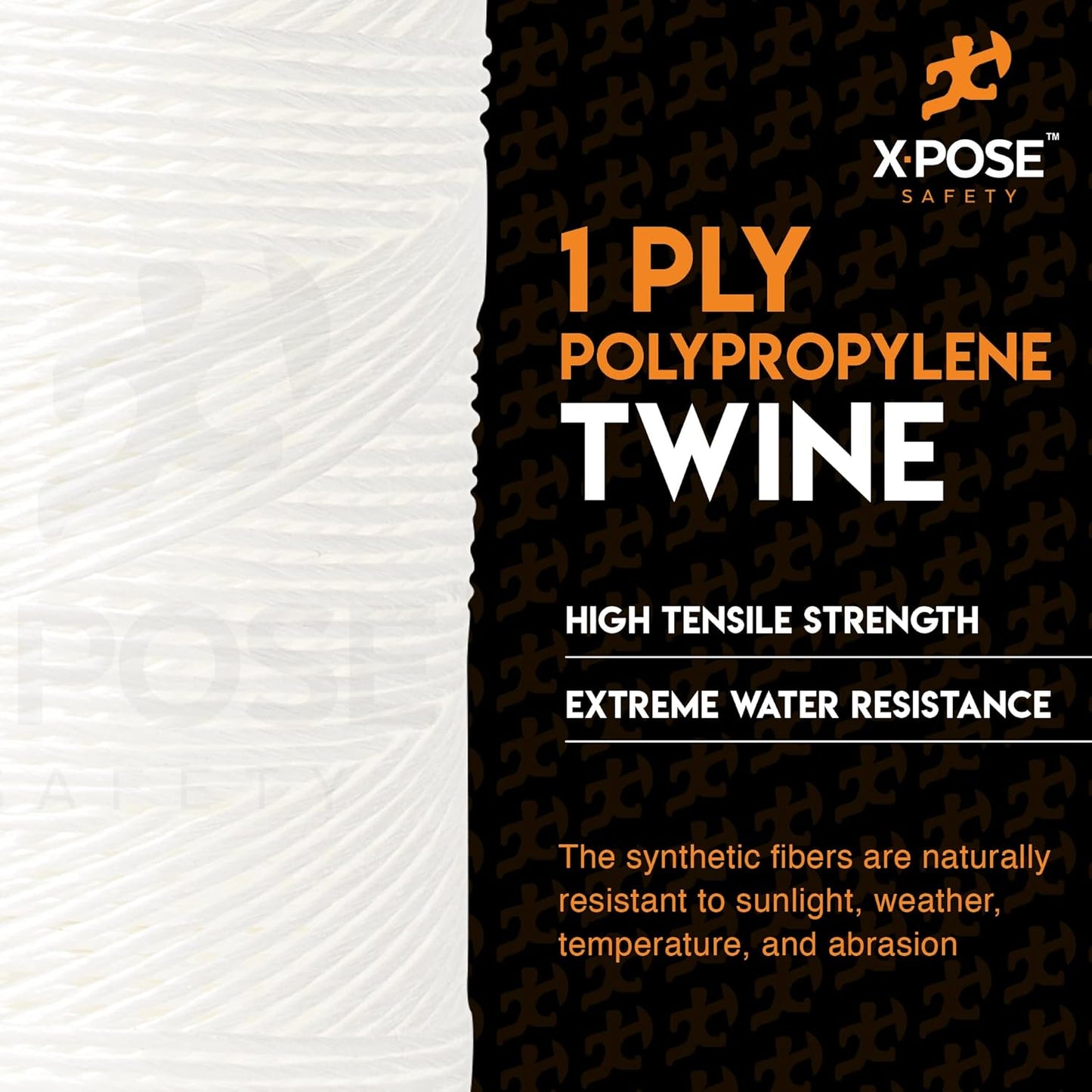 Polypropylene Tying Twine - 1 Ply White Plastic Poly Twine String 8500' Roll - Soft On Hands - Heavy Duty Outdoor & Indoor Tie Line - Baling Twine, Shipping & Bundling Twine, Packaging Rope