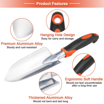 Garden Tools Set, 3 Pack Heavy Duty Gardening Tools Set Include Garden Shovel, Transplant Trowel