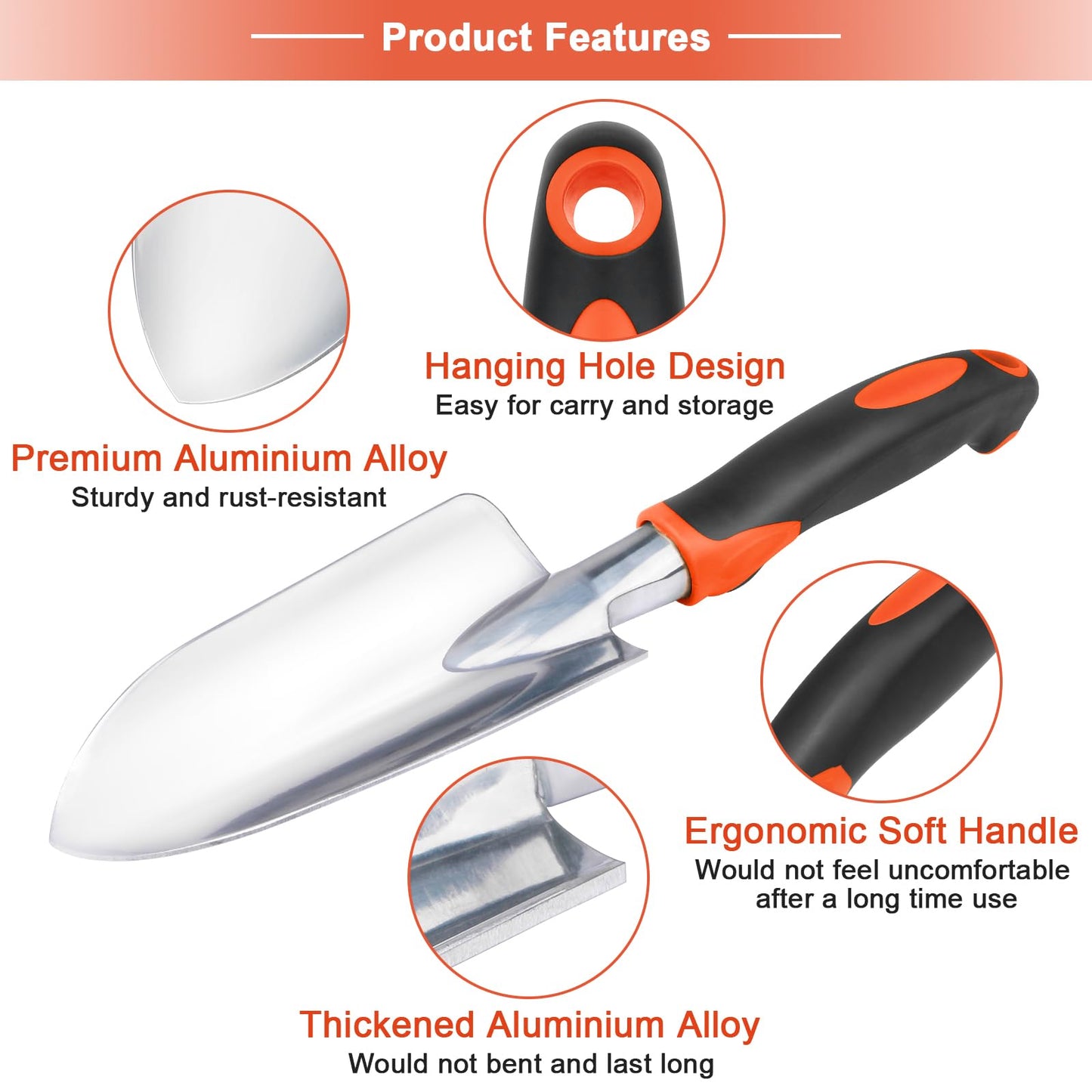 Garden Shovel Trowel Garden Tool Set, 2 Pack Heavy Duty Gardening Tools Set Include Wide Garden