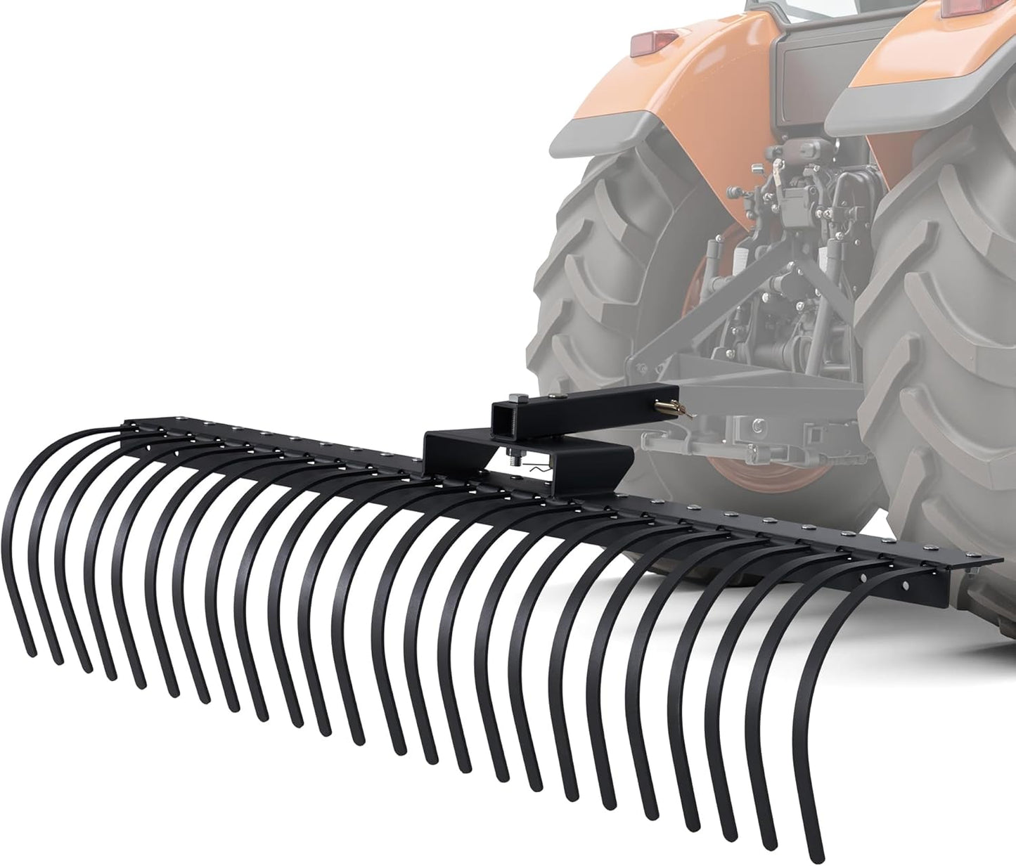 Specraft 60" Behind Landscape Rake for Tractor, Tow Dethatcher Rake with 24 Steel Coil Tines and 2" Receiver, Fit for 3-Point Suspension Systems