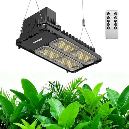SANSI Grow Lights for Indoor Plants Full Spectrum, 100W(750W Equiv) Plant Light with Optical Lens for High PPFD, 4-Level Dimmable Panel Grow Light with Remote Control for Grow Tent Seeding Growing