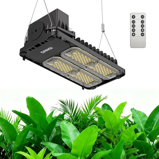 SANSI Grow Lights for Indoor Plants Full Spectrum, 100W(750W Equiv) Plant Light with Optical Lens for High PPFD, 4-Level Dimmable Panel Grow Light with Remote Control for Grow Tent Seeding Growing