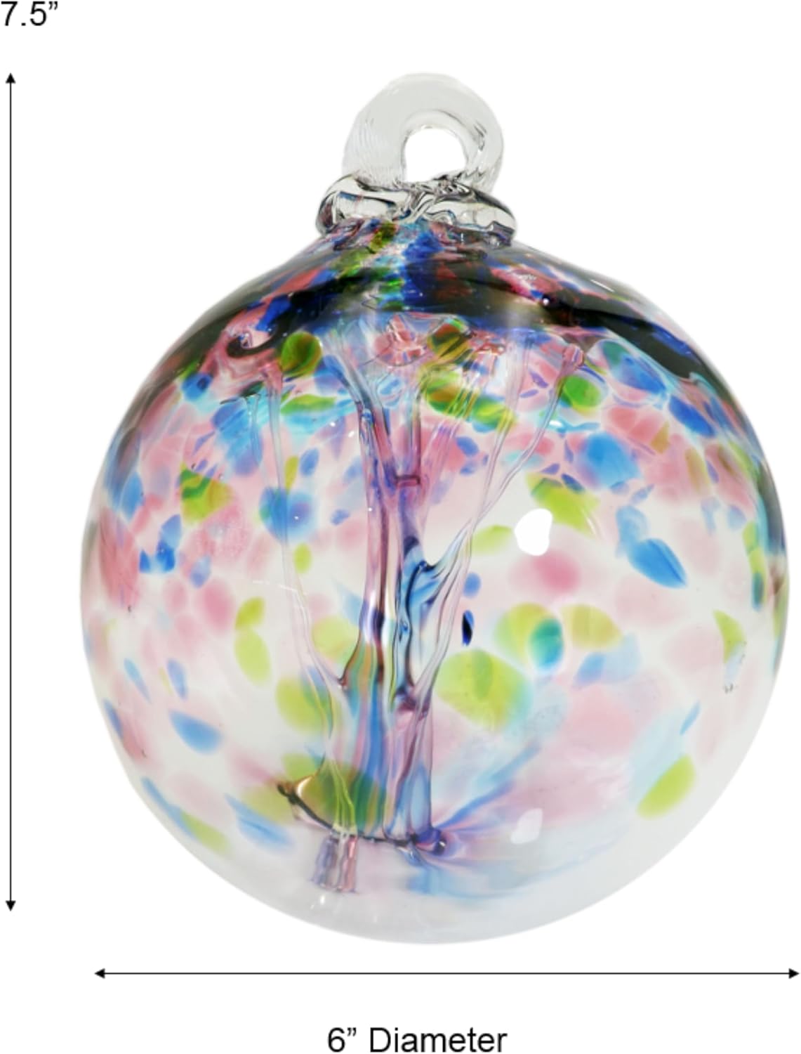 Dale Tiffany Hand Blown Glass, 6" Diameter Hope, Tree of Life Collection, Witch Globe Hanging Garden Indoor/Outdoor Decorative Ornament Gazing Ball