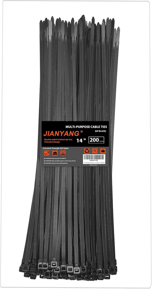 14 Inch Zip Ties Double Sided Toothed,100 LBS Tensile Strength Heavy Duty Cable Wire Ties With
