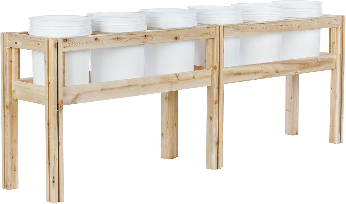 Greenes Fence Six Bucket Elevated Cedar Wood Garden Frame, 84 in. x 16 in. x 30 in. - Made in USA with North American Cedar