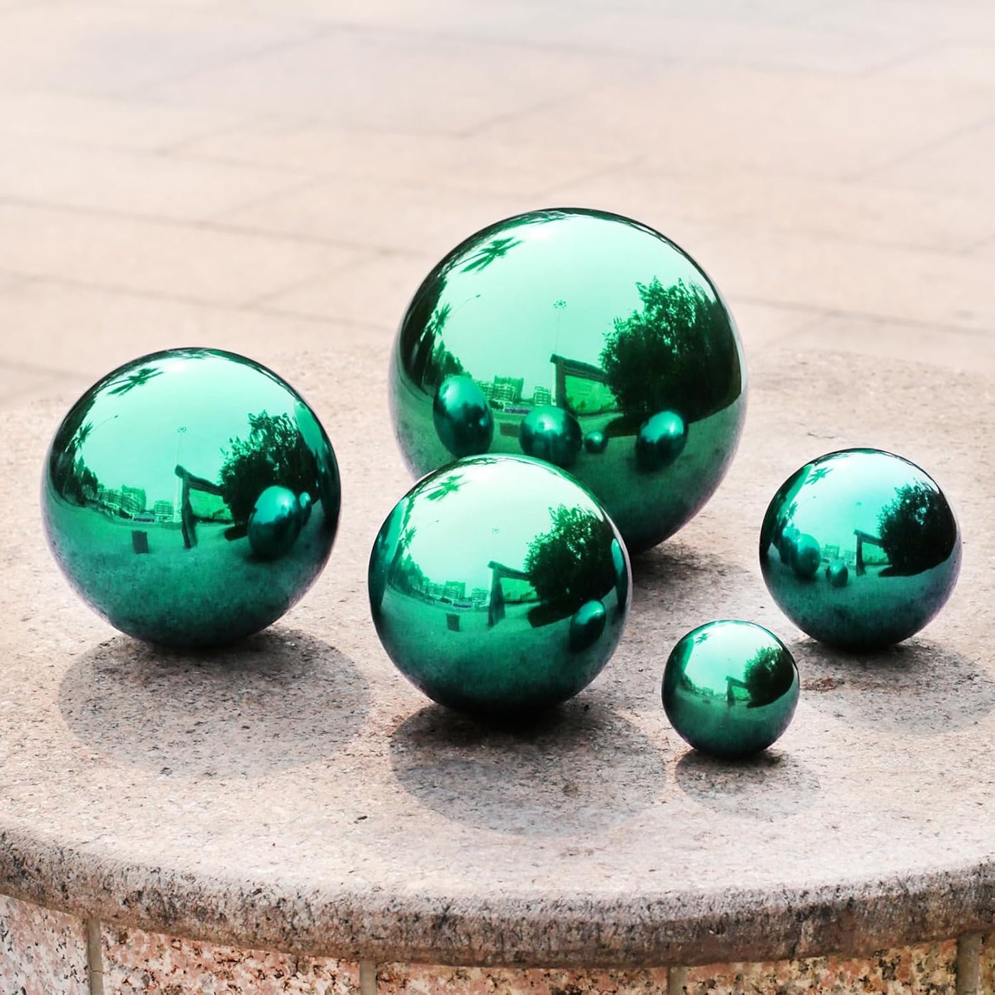 Stainless Steel Gazing Ball,12inch Green Gazing Globe