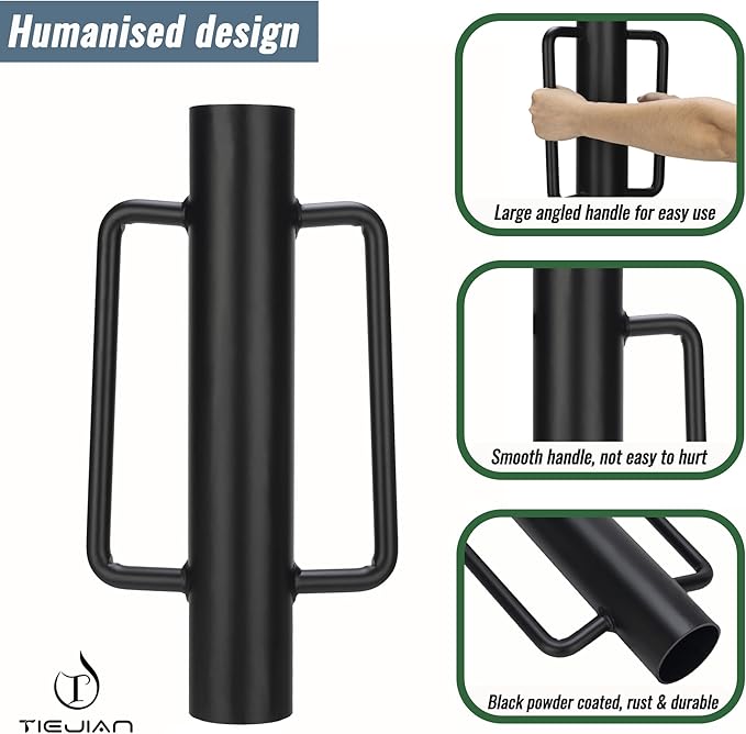 Fence Post Driver T Post Pounder with Handle 18 LB, Heavy Duty Hand Post Rammer for Wooden Posts/U-Channels/Fence Posts, 16 Inch Post Hole Digger (Black)