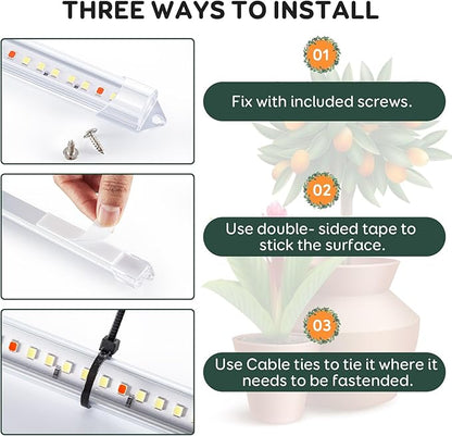 4 Bars Grow Light Strips for Indoor Plants with Auto ON/Off Timer 6/12/18H, 5 Dimmable Levels for Shelves Plant Growing(Pack 2)