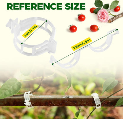 100 PCS Plant Support Clips, Reusable Garden Clips Secured Plastic Plant Clips for Climbing Plants, Tomato Clips for String Trellis Outdoor Indoor Plant Flowers Stem Vine Fixing Clips (White)