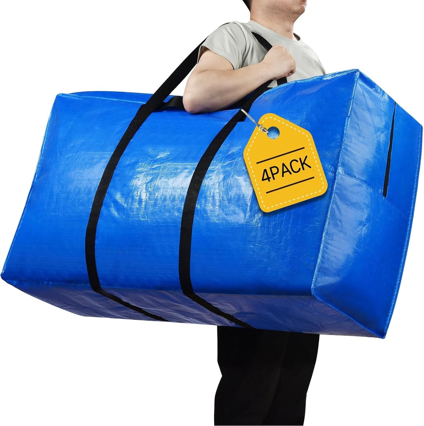 57 Gallon Extra Large Storage Bags, XXL Jumbo Large Moving Bags Heavy Duty, Storage Totes Moving Boxes Supplies for College, Foldable Duffle Bag for Travel, Christmas Tree Bag, 42x23x13.5inch - 4PACK