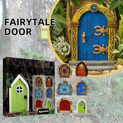 Enchanted Fairy Door for Tree Trunks - Weather-Resistant Miniature Garden Decor, 6-Piece Whimsical Outdoor Accessory Kit for Kids & Fantasy Enthusiasts (Fairy Tale Style-1)
