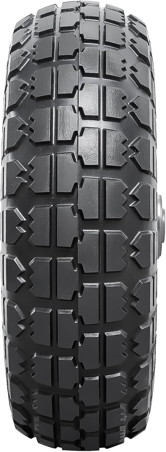 4 PCS 10” Solid Tires, 4.10/3.50-4” Flat Free Tires and Wheels with 5/8” Axle Bore Hole and Double Sealed Bearings Compatible with Hand Truck Wheelbarrow Tire Lawn Mower Tire (Silver) P-092