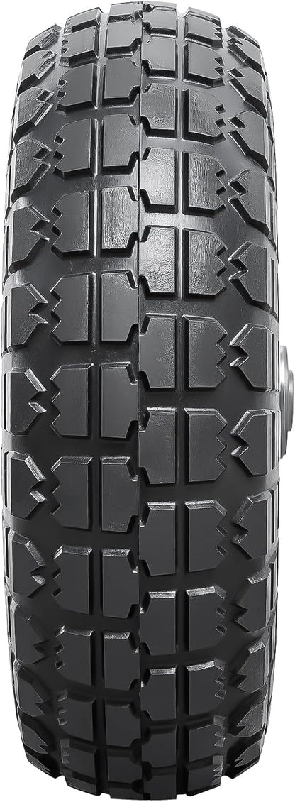 4 PCS 10” Solid Tires, 4.10/3.50-4” Flat Free Tires and Wheels with 5/8” Axle Bore Hole and Double Sealed Bearings Compatible with Hand Truck Wheelbarrow Tire Lawn Mower Tire (Silver) P-092
