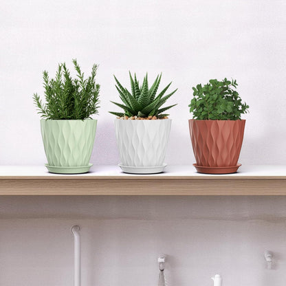 5 Inch Planter Pots, 6 Pack Indoor Planters, Small Flower Pots with Drainage Holes and Tray for Succulents, Orchids, Herbs and Other Indoor Plants (Multicolor, 5inch)