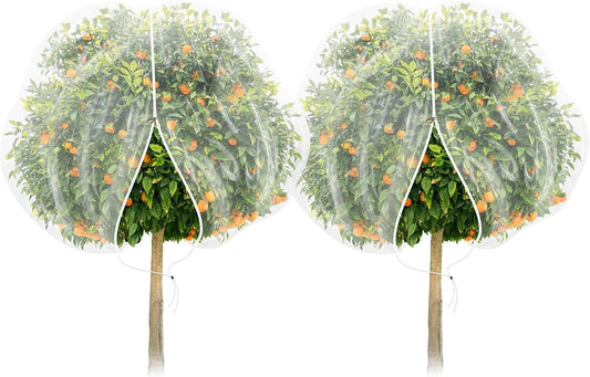 TWOWYHI 2Pack Garden Netting 6.6X8.2 Feet Large Fruit Tree Netting with Zipper and Drawstring Insect Bird Cover for Fruits Vegetables Tree Garden Protection