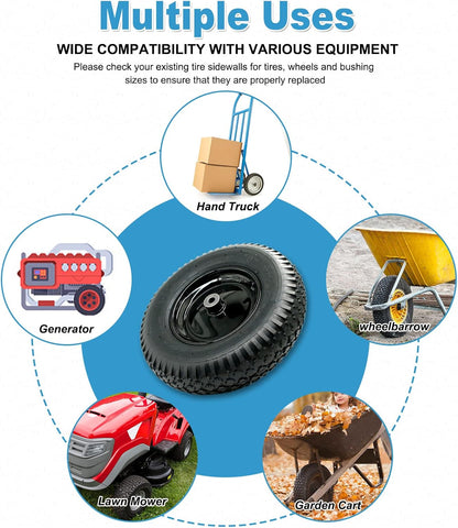 4.80/4.00-8" Pneumatic Tire and Wheel Assy,2PR (Air Filled)- 5/8"or 3/4" Powdered Metal bushings and 3"or 6"Center Hub, for Wheelbarrows,Garden and Utility Carts,Trolleys,Wagon and More