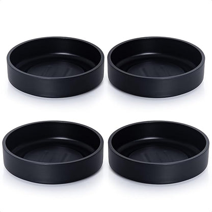 Phoenix Vine 6 Inch Plastic Plant Saucer Water Drip Tray, Heavy Sturdy Round Plant Drainage Tray for Indoors Outdoor, Set of 4, Matte Black, 21-TY-6B-4