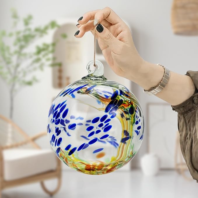 7 x 6 Inch Garden Hanging Gazing Ball Decorative Witch Ball Indoor Outdoor Ornament Home Décor (6", Multicolor)