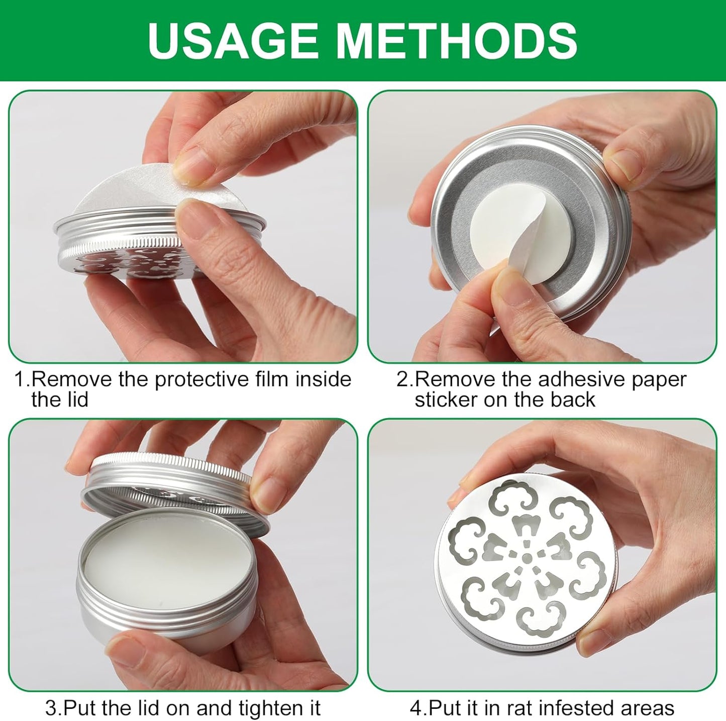 4 Pack Mouse Repellent with Peppermint Oil - Natural Rodent Repellent for 24/7 Protection in House, Car, Garage & Attic,Human & Pet Safe